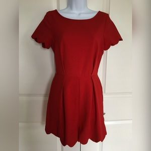 Scallop Red Romper